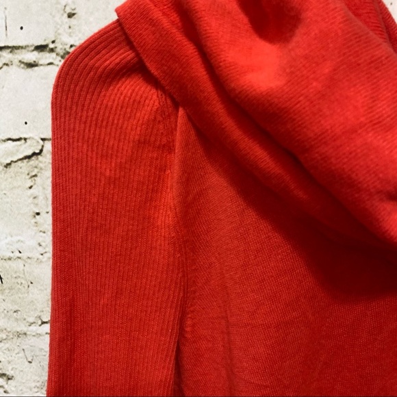 Victorias Secret Orange Ribbed Thin Knit Cowl Neck Top - Picture 2 of 5